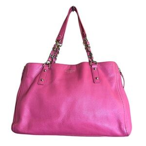 Kate Spade Cobble Hill Andee Fushia Leather Satchel w/ Goldtone Chain Straps